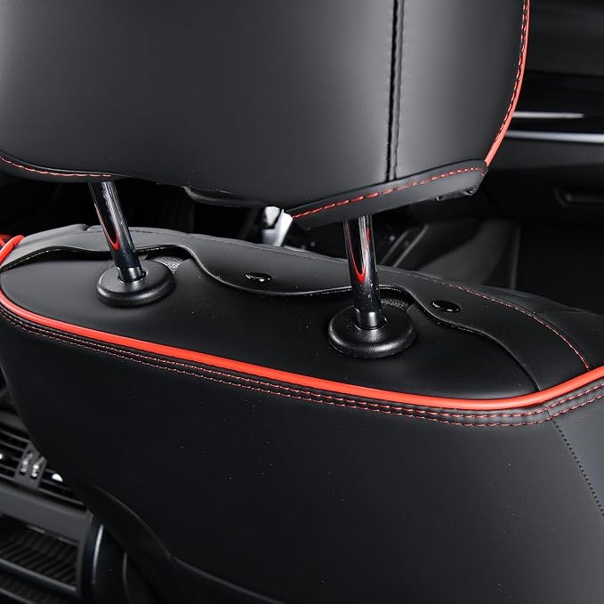 Leather Seat Covers Full Set Car Seat Protectors 5 Seats Automotive Seat Covers Universal Fit for Most Cars Trucks SUV-Black&Red Line - Image 7