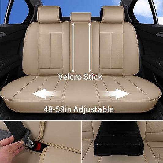 Coverado Car Seat Covers, Seat Covers for Cars, Waterproof Leather Auto Seat Protectors, Leather Car Seat Cushion, Car Interiors Accessories Universal Fit for Most Cars - Image 2