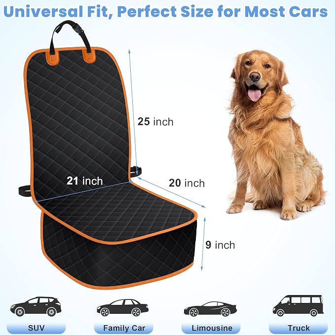 ELONGRIVER Dog Car Seat Covers, Waterproof Front Seat Cover | Scratch-Proof, Nonslip Pet Passenger Seat Cover Protector, Universal Fit for Cars Trucks SUVs, Large Size 1 Pack - Image 7