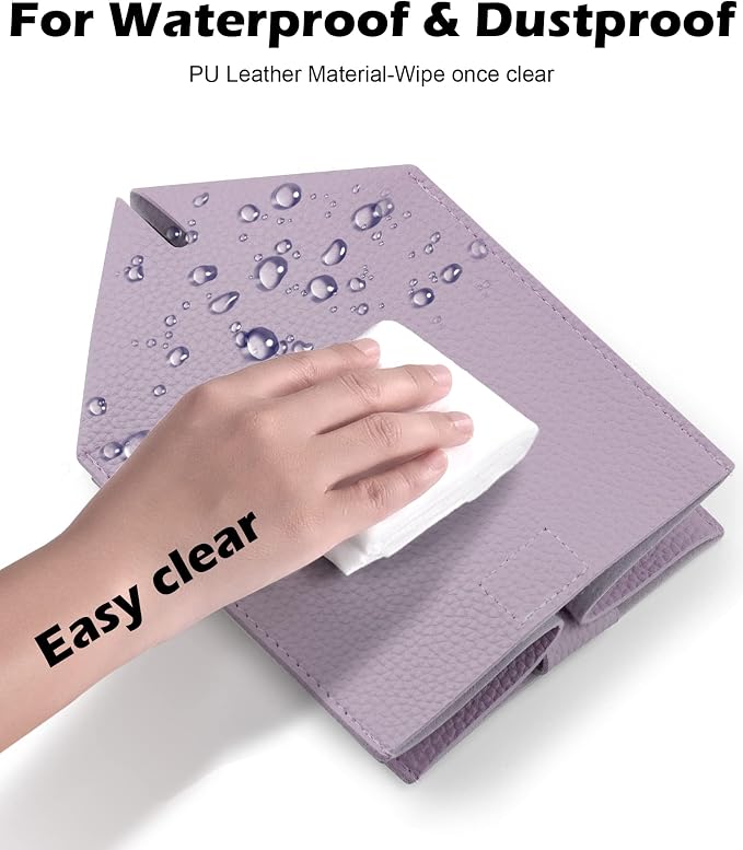 Tissue Box Cover for PU Leather, Modern Simple Solid Color Holder Square Tissue Bag, Ideal for Bathrooms,Office,Car,Nightstand,Outdoor Tent,Dining Table,5"X5"X5", Double Purple - Image 6
