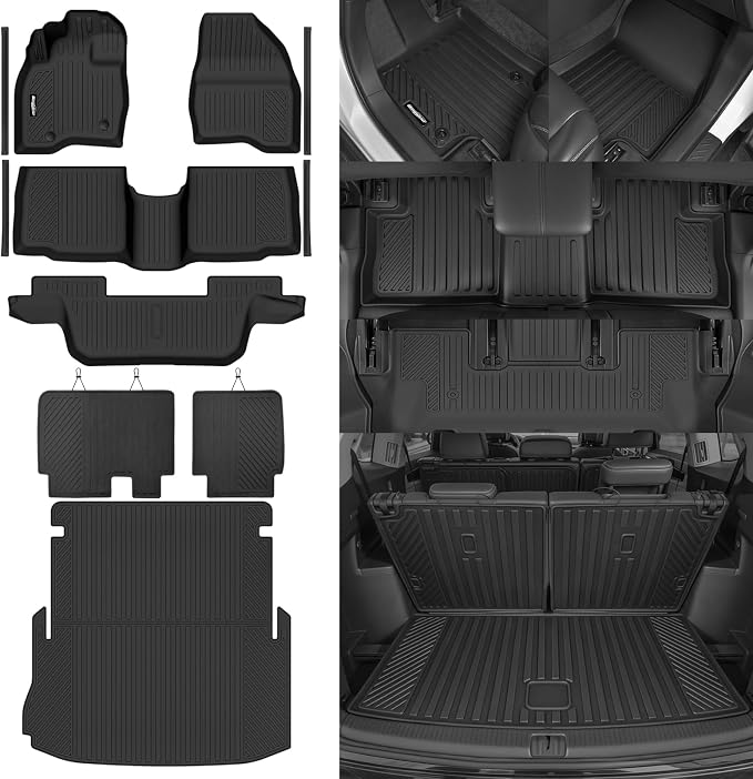 Floor Mats for Ford Explorer 2015-2019 Accessories | Trunk Mat and Backrest Mat & Door Sill Guard All Weather TPE Protector Odorless Full Set Interior Floor Liners - Image 8