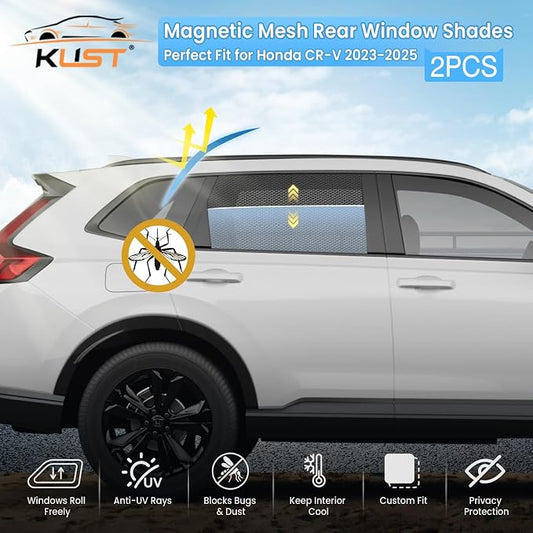 KUST Car Window Shades for 2023 2024 2025 Honda CR-V CRV Accessories, Breathable Mesh Magnetic Window Covers, Rear Back Side Window Sun Shades UV Block Privacy Protection for Baby Camping Napping 2PCS - Image 2