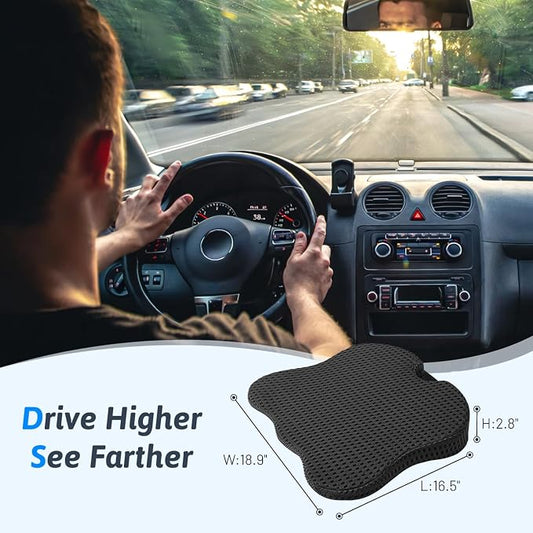 Wedge Car Seat Cushion for Better Visibility & Sciatica Pain Relief | High Density Memory Foam, Non-Slip Ergonomic Car Seat Cushion for Driving, Universal Fit for Car, SUV,Truck & Tractor - Image 2