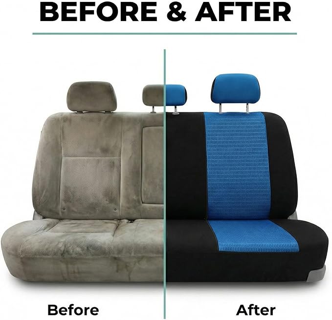 FH Group Automotive Seat Cover Trendy Elegance for Back Seat Blue Car Interior Accessories for SUV, Sedan & Van Universal Fit Combo Rear Seat Cover Split Bench Car Seat Protector for Dogs and Kids - Image 8