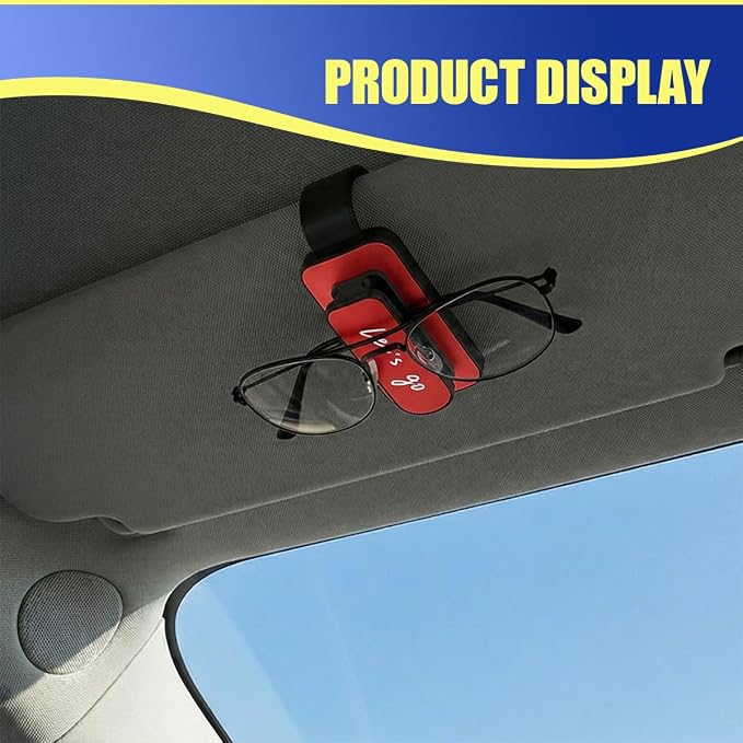 2PCS Sunglass Holder for Car Sun Visor, Metal Multi-Functional Automotive Eyeglass & Ticket Card Organizer Clip, Non-Slip Vehicle Interior Storage Accessories for SUV Truck (Red) - Image 6
