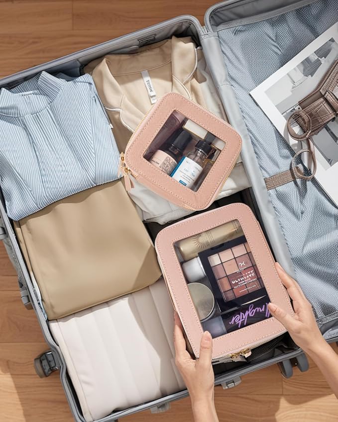 Travel Clear Makeup Bag Set, TSA Approved Cosmetic Bag Case with Zipper Portable Makeup Pouch Toiletry Bag Traveling Cosmetic Organizer Storage Bag Car Organizer Car Essentials - Image 7