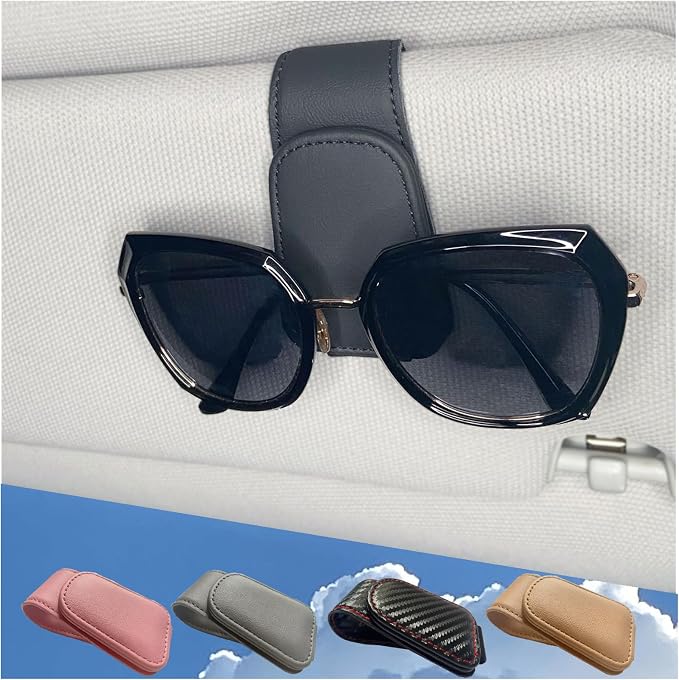 Magnetic Leather Sunglass Holder for Car, Eyeglasses Clip for Visor(Black) | Fits Different Size Eyeglasses, Securely Clips Sunglasses on Car Visor, Car Interior Accessories - Image 8