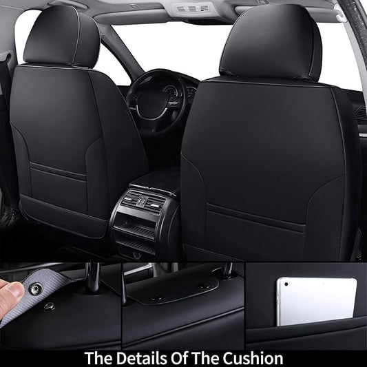 Coverado Front Seat Covers, Universal Seat Covers for Cars, Breathable Leather Car Seat Protector, Front Car Seat Covers, Seat Covers Waterproof, Driver Seat Cover Fit for Most Cars, BlackRed - Image 2