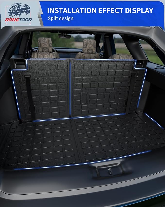 Rongtaod Trunk Mat with Backrest Mat for 2024-2026 Toyota Grand Highlander | Cargo Mat Cargo Liner TPE All Weather Back Seat Cover Protector Grand Highlander Accessories - Image 7