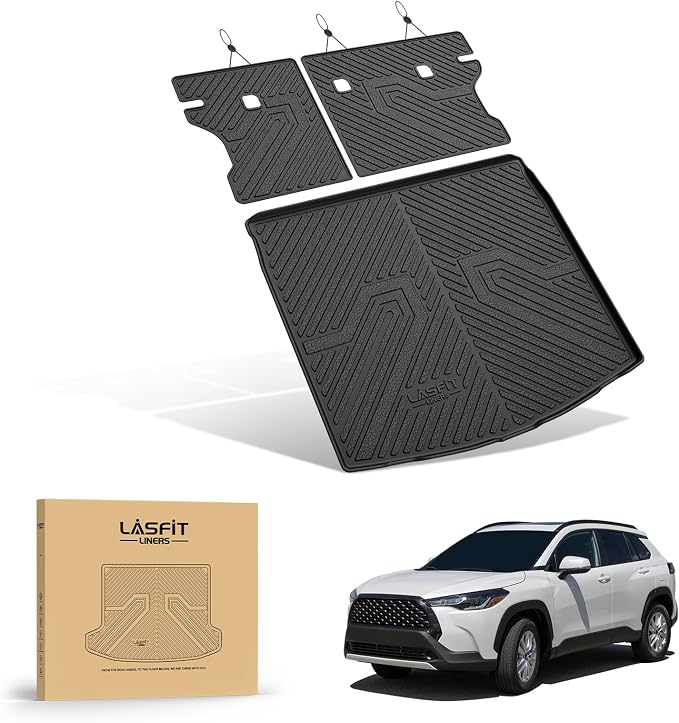 LASFIT Cargo Mat with Backrest Mat for Toyota Corolla Cross 2022-2026 | Fit Gas & Hybrid Models, All Weather TPE Custom Fit Trunk Mat, Full Coverage Secure-Fit Cargo Liner, Easy to Wash - Image 9