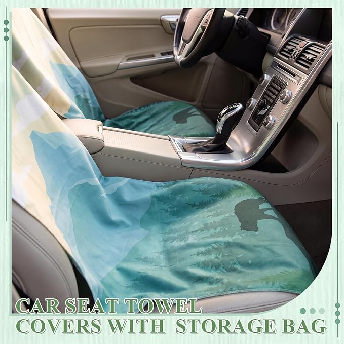 2 Pack Car Seat Towel Covers, 63 x 32 Universal Non Slip Microfiber Sweat Protector for Gym Running Swimming Yoga, Washable Bucket Seat Covers for Cars Trucks SUVs(Mountain Bear) - Image 6
