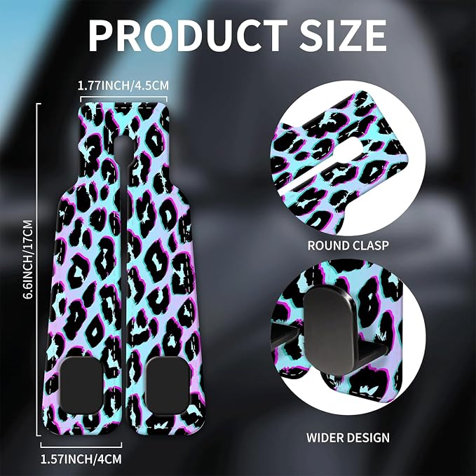 Car Seat Headrest Hook, Universal Leather Cute Hanger Holder Hook, Storage Organizer Interior Accessories for Purse Bags Handbag Purple Cute Leopard - Image 5