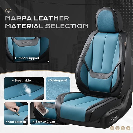 Coverado Car Seat Covers, Seat Covers for Cars, Waterproof Leather Auto Seat Protectors, Leather Car Seat Cushion, Car Interiors Accessories Universal Fit for Most Cars - Image 2
