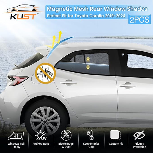 KUST Car Window Shades for 2019-2024 Toyota Corolla Accessories, Breathable Mesh Magnetic Window Covers, Rear Back Side Window Sun Shades UV Block Privacy Protection for Baby Camping Napping 2PCS - Image 2