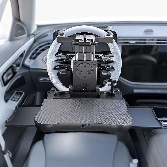 Car Steering Wheel Tray Back Seat Tray,Extension Steering Wheel Desk Car Food Eating Tray Table,Car Laptop Desk with Phone/Tablet/Cup Holder for SUVs,Trucks & Vans - Image 7