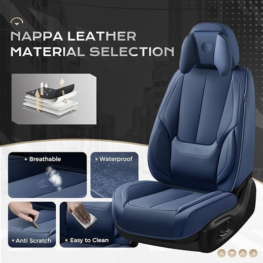 Coverado Car Seat Covers, Seat Covers for Cars, Waterproof Leather Auto Seat Protectors, Leather Car Seat Cushion, Car Interiors Accessories Universal Fit for Most Cars - Image 2