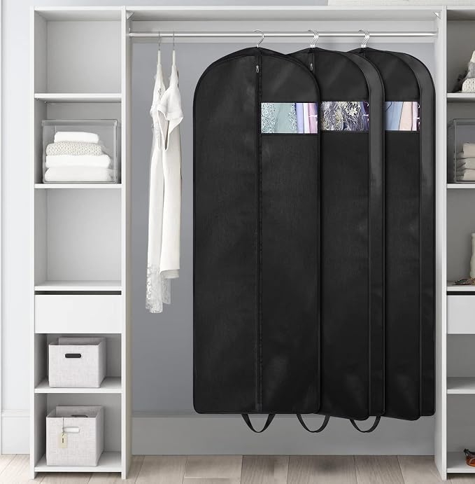 KIMBORA 60" Dress Garment Bags for Hanging Clothes Travel, Gusseted Garment Bags for Closet Storage with Handles for Long Gowns, Coats(3 Packs) - Image 8