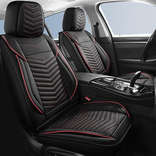 HChengkikz Nappa Leather Car Seat Covers Full Set, Car seat Protector 5 Seats, Waterproof Car Seat Cushion, Universal Automotive Seat Covers Fit for SUV Truck Pick-up Sedan, Front and Rear | Easy Maintenance, Airbag Compatible, Universal Fit For Most S... - Image 2