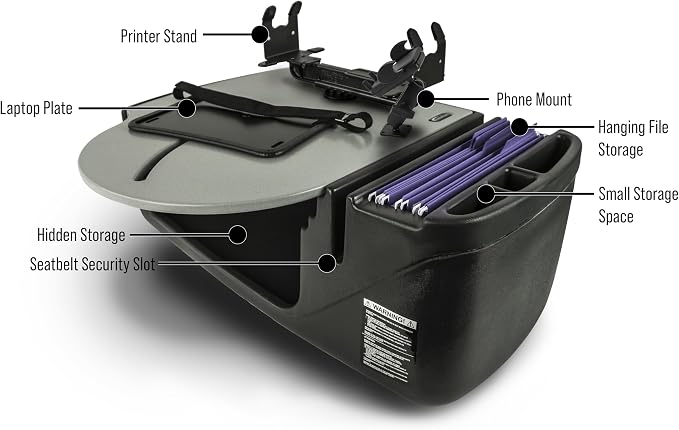 AutoExec AE-RMCD-PM-PS-GT Roadmaster Car Desk for Your Vehicle Workstation and Mobile Office, with Phone Mount and Printer Stand | Vehicle Workstation, Mobile Office, Phone Mount, Printer Stand - Image 3