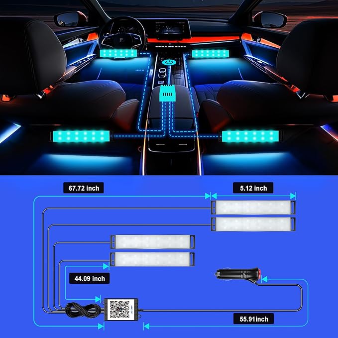 Honalia LED Interior Car Lights,Ambient Lighting Car with Smart APP Control | DIY and Music Mode Multicolor RGB Interior LED Lights,Lights for Inside Car for Truck Jeep SUV Man Woman,DC 12V - Image 6