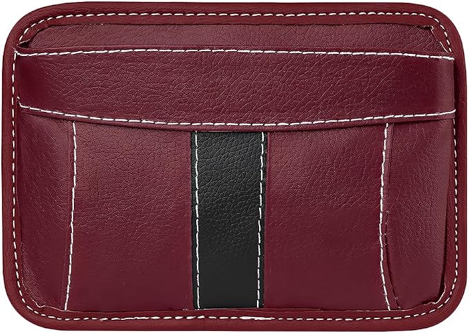 Car Seat Side Pocket Organizer, Leather Vehicle Seat Gap Filler Organizer, Automotive Console Side Cell Phone & Sunglasses Holder Storage Bag, Universal for SUV Automobile Truck (Wine Red) - Image 7