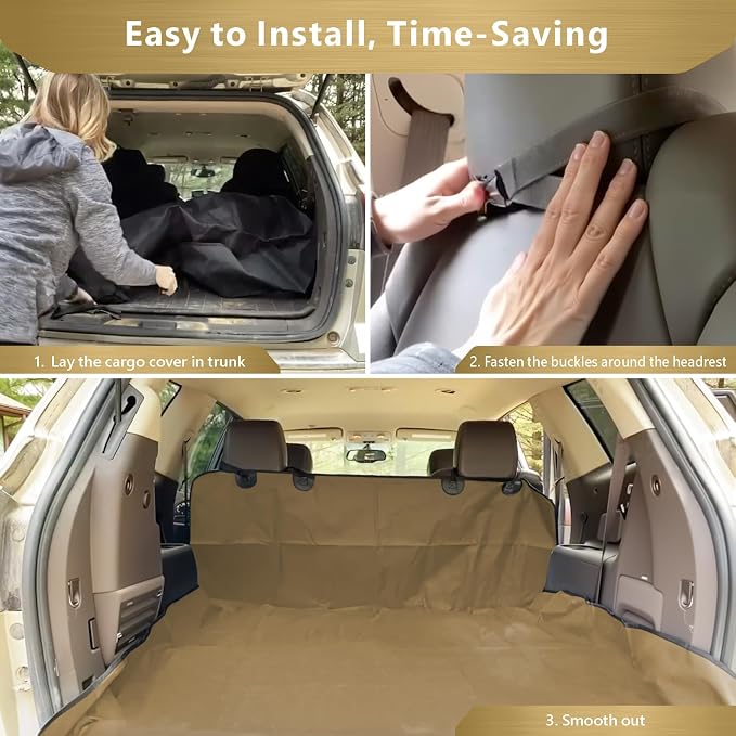 SUV Cargo Liner for Dogs - Water Resistant Trunk Cover for Midsize SUVs | Pet Cargo Cover with Bumper Flap Protector, Non-Slip Car Trunk Mat, Dog Car Seat Cover Prevents Scratches Pet Hair Mud Dirt - Image 7