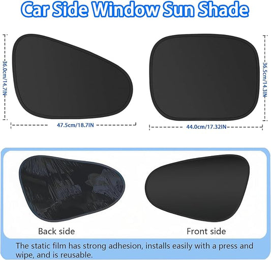 Car Window Shade 4 Pack, Magnetic Sun Blocker with Static Suction, 99% UV Protection, Universal Fit for Sedan MPV SUV Truck, Front and Rear Windows - Image 2
