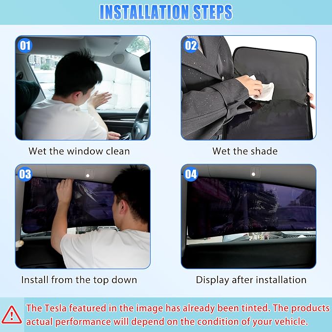 ZATOOTO Tesla Model Y Car Window Shades 2020-2026, Static Cling, Anti-Glare | Front for Driver Visibility, Rear for Baby Sun Protection, Specific fit Frameless Doors, Side Windows Sun Shade Clear View - Image 9