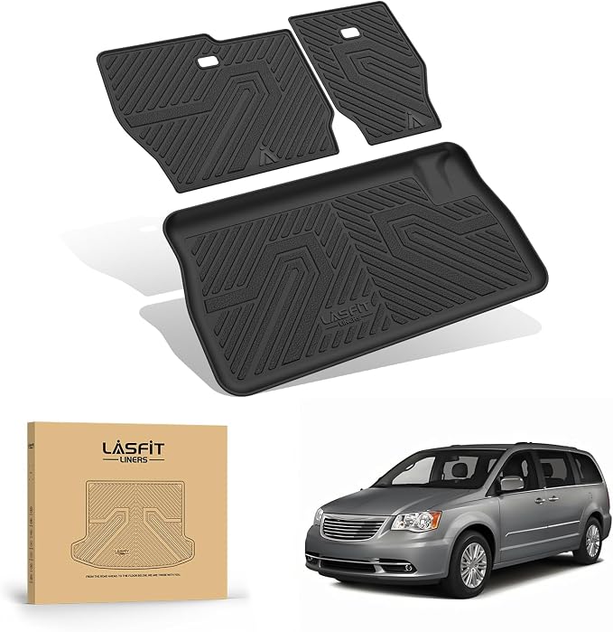 LASFIT Cargo Mat for Dodge Grand Caravan 2008-2020/Chrysler Town & Country | for Chrysler Town & Country 2008-2016 Trunk & Backrest Mat, All Weather TPE, Custom Fit, Full Edge Coverage, Easy to Clean - Image 9