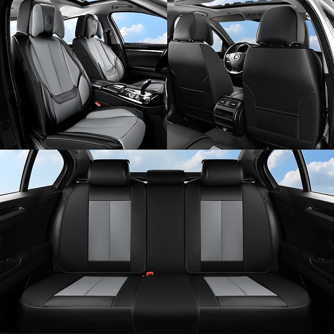 Coverado Car Seat Covers, Seat Covers for Cars, Waterproof Leather Auto Seat Protectors, Leather Car Seat Cushion, Car Interiors Accessories Universal Fit for Most Cars - Image 8