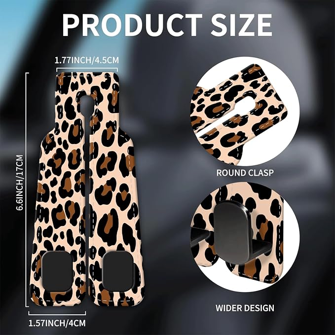 Car Seat Headrest Hook, Universal Leather Cute Hanger Holder Hook, Storage Organizer Interior Accessories for Purse Bags Handbag Luxury Leopard Red - Image 5