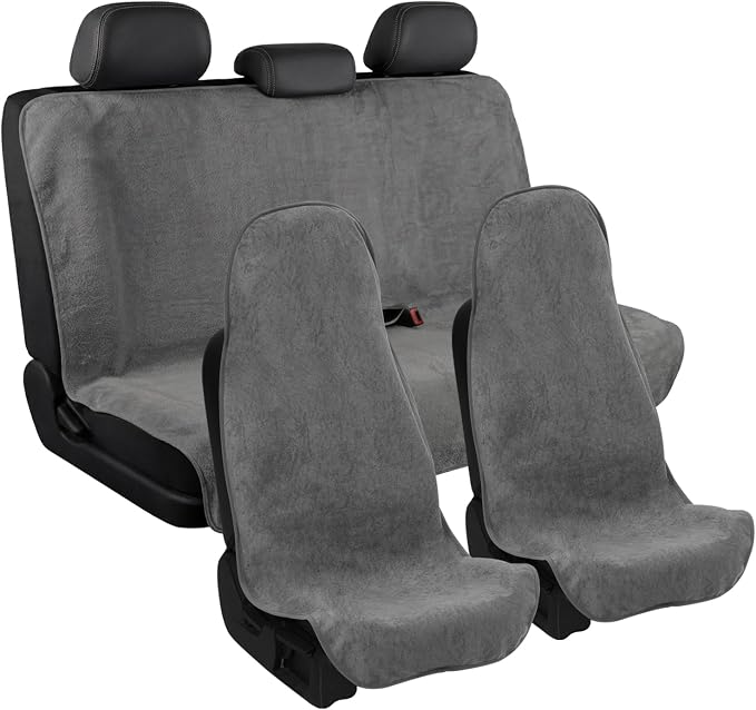 Waterproof Car Seat Cover Full Sets Interior Sets Universal Fits Car Sweat Towel for Trucks SUV Van Car Seat Protector Grey Protector Cloth Seats Pack of 3 - Image 8