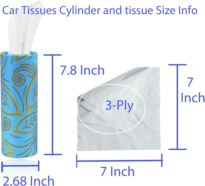 Refillable Car Tissue Holder Dispenser, Facial Tissue Travel Packs | Napkins Holder Refill, Round Tissue Box Organizer with 9 Packs Tissues Auto Travel Car Tissues Refills, 3-Ply Soft 270 Sheets - Image 7