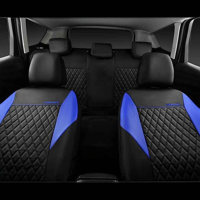CAR PASS Leather Seat Covers-Universal Quilting Car Seat Cover with 5mm Composite Sponge Inside,Airbag Compatible,Front and Rear Seat Covers for Most Sedan,SUV,Van,Truck(Full Set,Blue) - Image 6