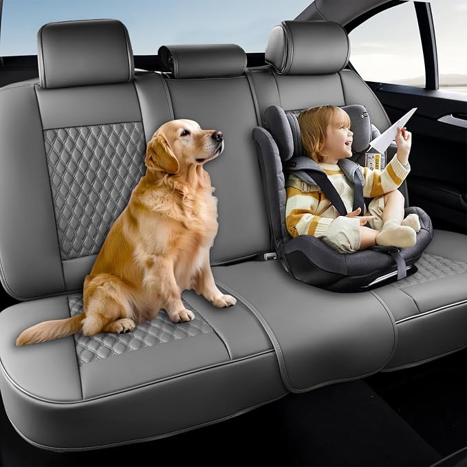 Coverado Rear Seat Covers, Leather Back Seat Cover for Car, Universal Waterproof Automotive Seat Cushion Protector for Most Cars Trucks SUV (Coffee) - Image 6