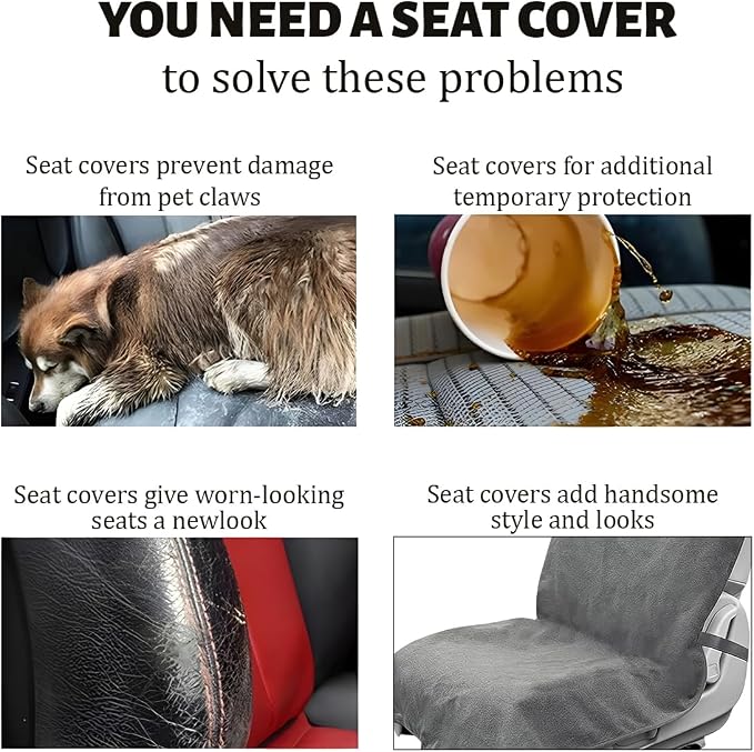 Car Towel Seat Cover, Waterproof Non-Slip Automotive Towel Rear Protective Cover, Sweat-Proof Machine Washable Removable Carseat Vehicle Rear Seat Mat Protector, Universal Fit (Gray) - Image 6