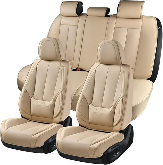Coverado Car Seat Covers, Seat Covers for Cars, Waterproof Leather Auto Seat Protectors, Leather Car Seat Cushion, Car Interiors Accessories Universal Fit for Most Cars - Image 2