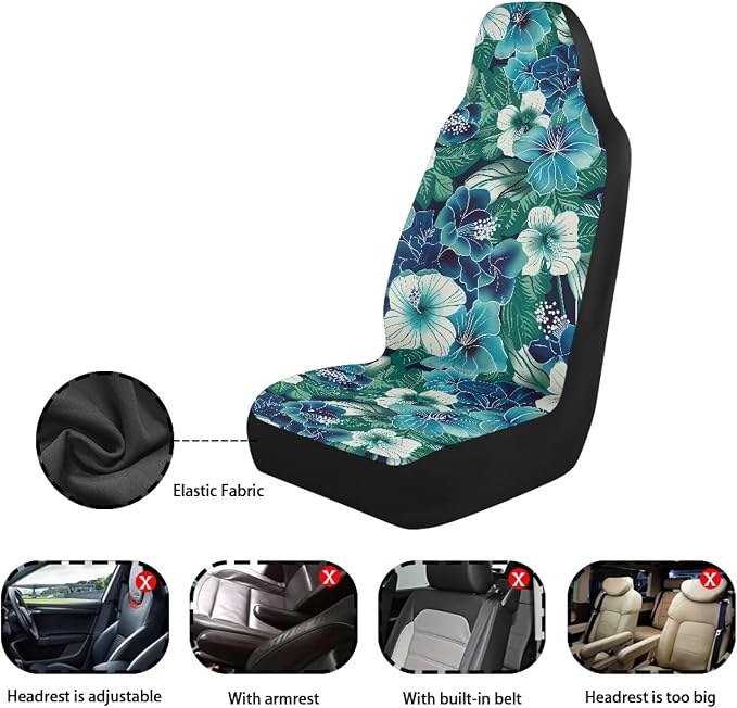 Hawaii Floral Seat Covers for Cars Front Seat, Tropical Hibiscus Seat Covers Car Seat Protectors for Women Men Automotive Interior Covers Universal fit SUV Truck Van Sedans - Image 7