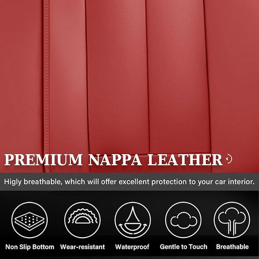 Coverado Rear Seat Covers, Faux Leather Car Seat Cover Back Seat, Dog Back Seat Cover, Red Backseat Car Covers, 3-Pieces Waterproof Seat Covers, Universal Car Seat Protector Fit Most Cars - Image 2