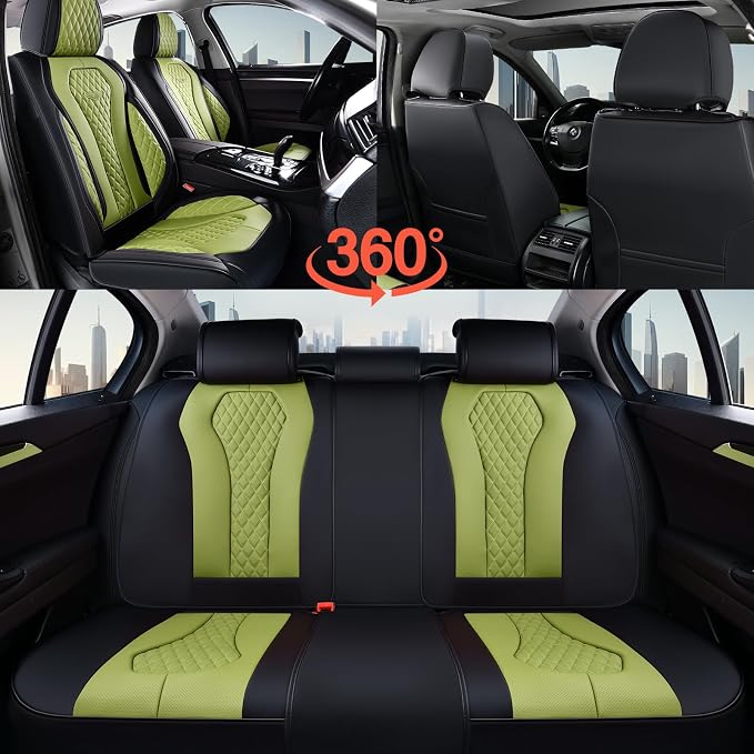 Coverado Seat Covers, Car Seat Covers Full Set, Green Car Seat Cover, Car Seat Cushion Waterproof, Luxury Auto Seat Covers, Seat Cover Car Seat Protector Fit for Most Cars - Image 8