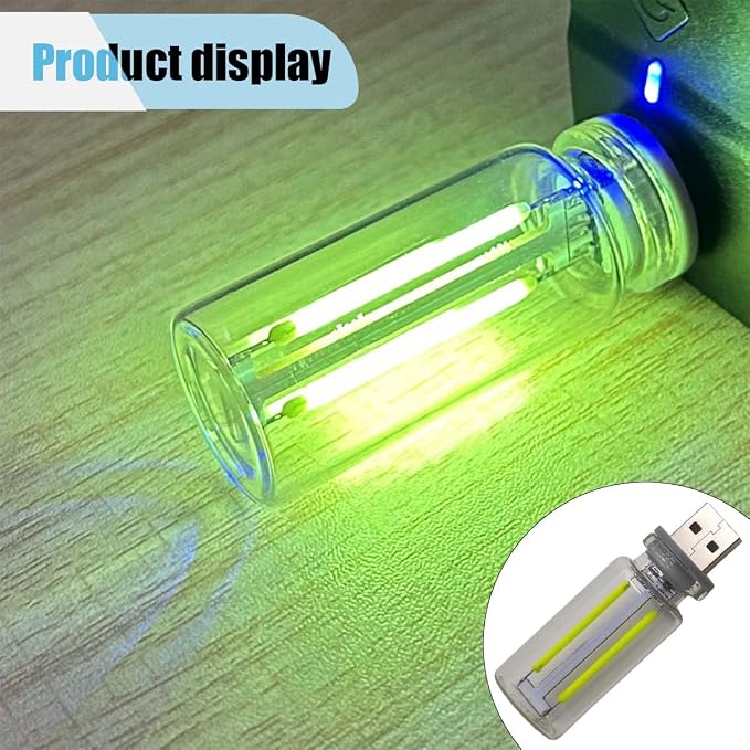 USB LED Interior Atmosphere Light, Plug-in USB Ambient Retro Lighting, Mini LED Car Interface Charging Night Light for Bedroom, Hallway (Green) - Image 6