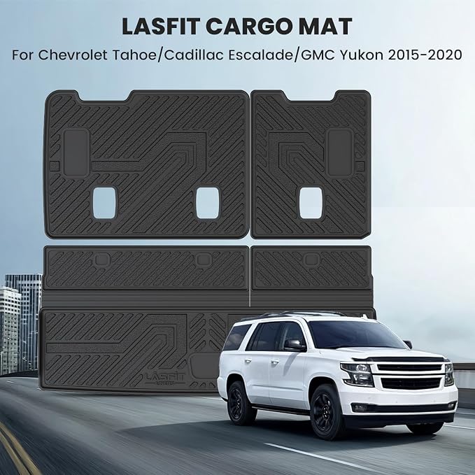 LASFIT Trunk Mat for Chevy Tahoe/GMC Yukon/Cadillac Escalade 2015-2020 | Only Yukon, Not Fit Yukon XL/Only Escalade, Not Fit Escalade ESV; Edge to Edge Coverage, Easy to Wash - Image 9