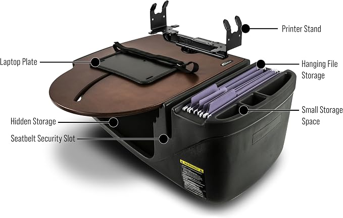 AutoExec AE-RMCD-PS-21M Roadmaster Car Desk for Your Vehicle Workstation and Mobile Office, Mahogany with Printer Stand | Vehicle Workstation, Mobile Office, Printer Stand - Image 3