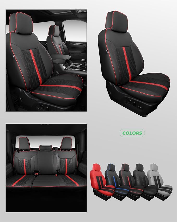 RIDEPOSH Custom Fit Seat Covers for Silverado/Sierra 1500 2019-2026 CrewCab | Fits 2500/3500HD 2020-2026, no Rear Armrest/Seatback Storage, Faux leather, Protective, Scratch-resistant, Easy-clean - Image 8