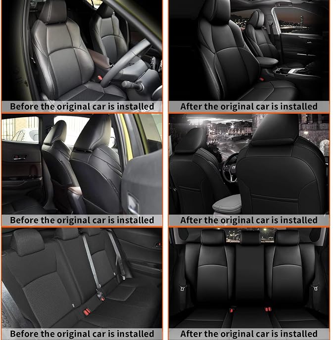 Custom Fit Seat Covers for Toyota C-HR 2018-2022 Full Set Black | CHR Seat Covers, Premium Faux Leather, Breathable, Compatible Airbag, Scratch Resistant, Customized Seat Cushion Protectors - Image 7