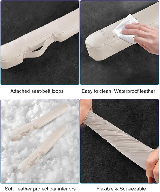 Leather Car Seat Gap Filler Universal for Car Truck SUV to Block The Gap Between Seat and Console Stop Things from Dropping 2 Packs Beige - Image 2