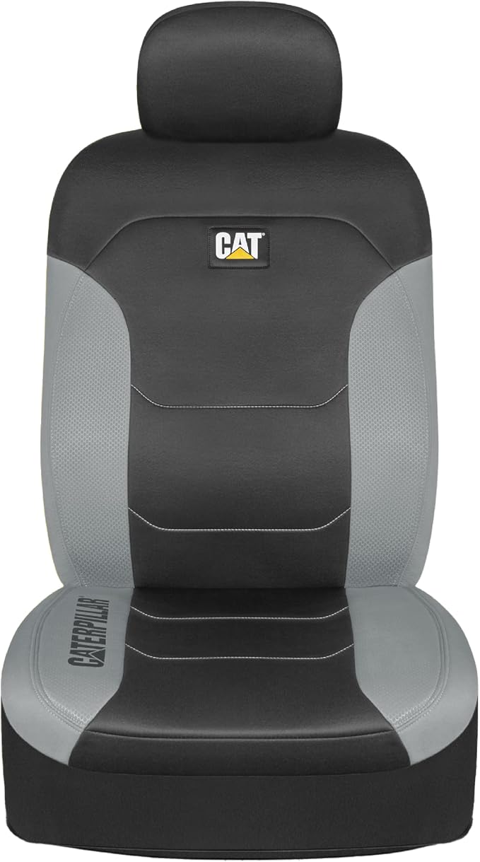 Caterpillar Flexfit Automotive Seat Covers for Cars Trucks and SUVs (Set of 2) – Black Seat Covers for Front Seats, Seat Protectors with Gray Honeycomb Trim, Auto Interior Covers - Image 7