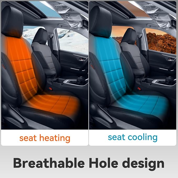 coverdream Corolla Leather Seat Covers Full Set for Toyota Corolla LE 2023 2024 2025 2026 Luxury Car Seat Covers,Fully Covered,Waterproof Car Seat Protector Cushion(Black/Gray) - Image 8