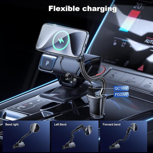 for 15W MagSafe Car Charger, Strong Magnet, Dual PD&QC Ports, Vent Mount | For 15W MagSafe Car Charger, Cigarette Lighter Magnetic Mount, Dual PD&QC Fast Charging Ports for iPhone 17 16 15 Pro Max - Image 2