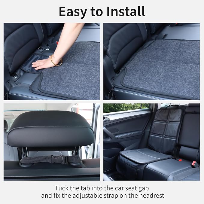 Car Seat Protector,Extra Thick Car Seat Covers Non-Slip Waterproof Mat Pad Leaving No Imprints Marks for Child Baby Pet Truck SUV Automobile (Black-A) - Image 9
